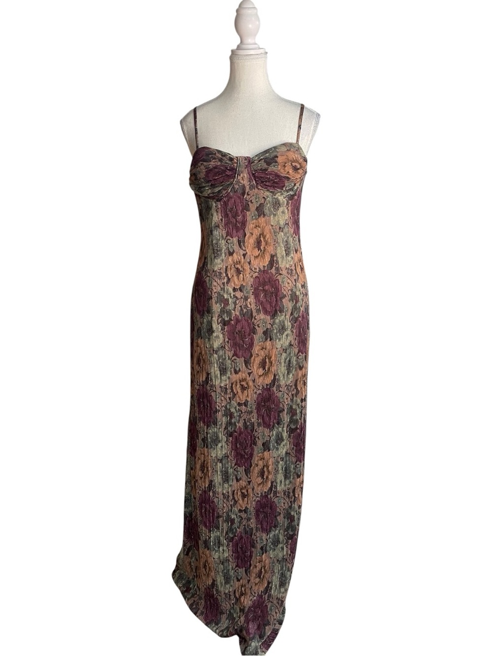 Lulus Kendlyn Pleated Plisse Maxi Dress Taupe Purple